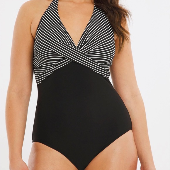 FIGLEAVES One Piece Swimsuit Black and White Twist Size 20R NWT - Picture 2 of 9